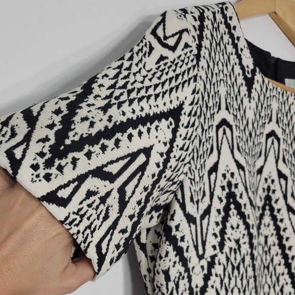 Jade Melody Tam Women's Cream & Black Zigzag Short Sleeve Mini Dress Size Medium - Picture 4 of 12